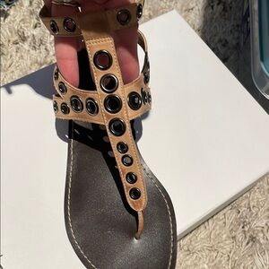 HALOGEN HACCARDIFF LEA TAUPE Women's Tan STRAPPY brown Sandals. 7